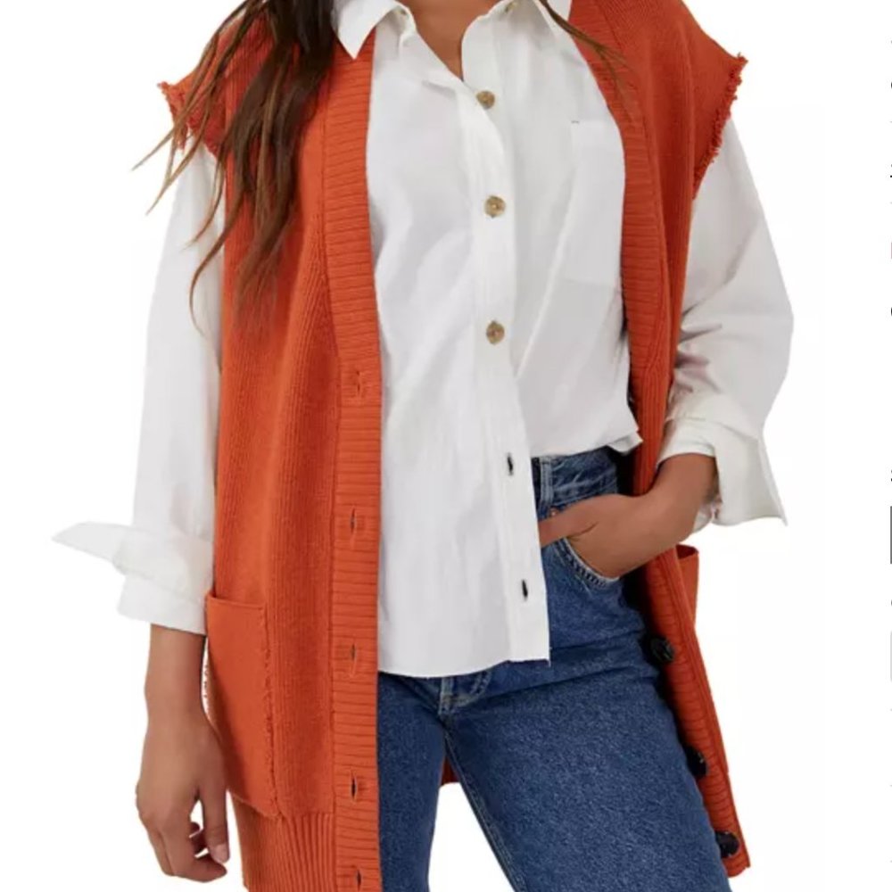 Free People Oakleigh Rib Vest - Myrrh (Orange) - XS
